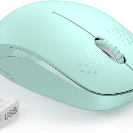 Wireless Mouse, 2.4G Noiseless Mouse with USB Receiver - Portable Computer Mice for PC, Tablet, Laptop with Windows System - Mint Green